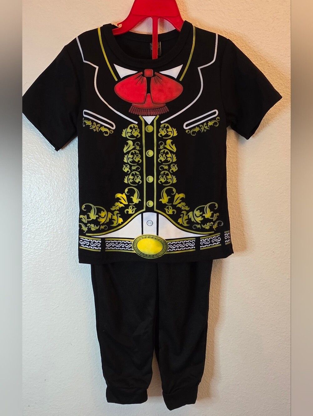 Kids Mariachi Costume Set - Black with Red & Gold Details